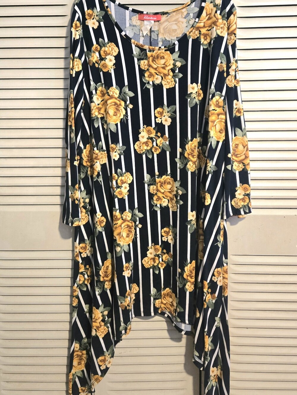 Rainbow Navy & Yellow Floral Asymmetrical Women’s Dress